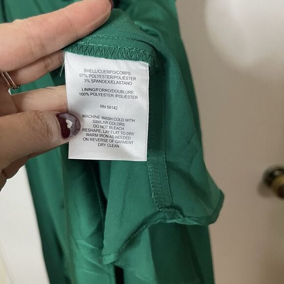 NEW! Maggy London Emerald Green sleeveless midi wrap a line dress US 16 - Picture 3 of 7